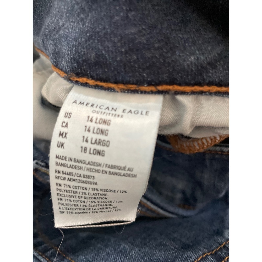 American Eagle Super Stretch Artist Flare Jeans Size 14 Long Medium Blue Wash - Picture 6 of 8
